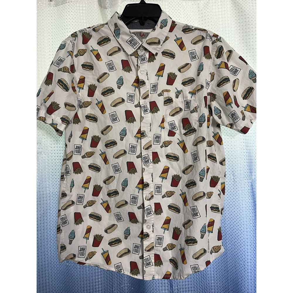 Silverlake Junk Food Print Button Up Shirt Mens Medium Short Sleeve Hawaiian